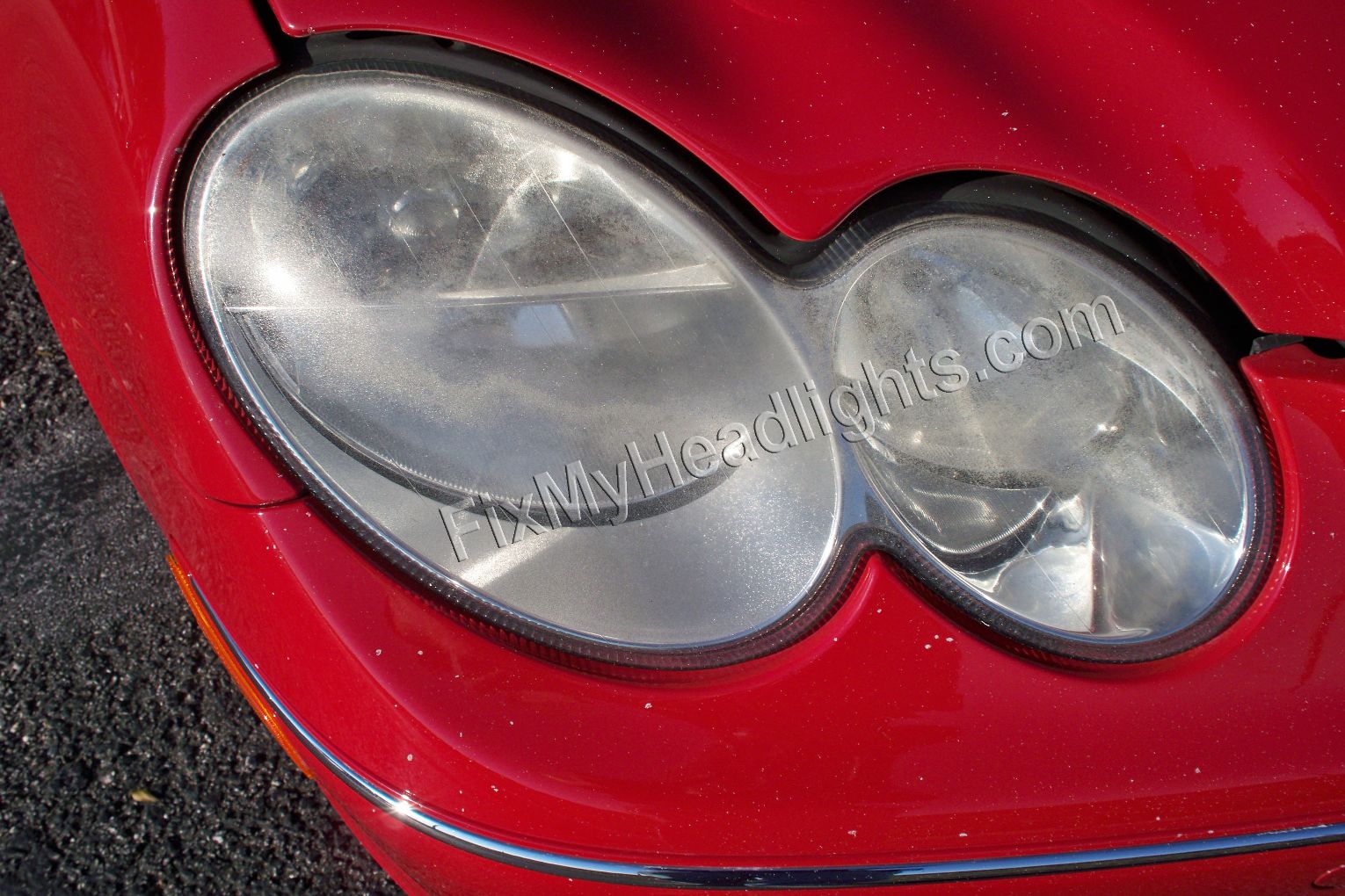 mercedes foggy headlights before restoration